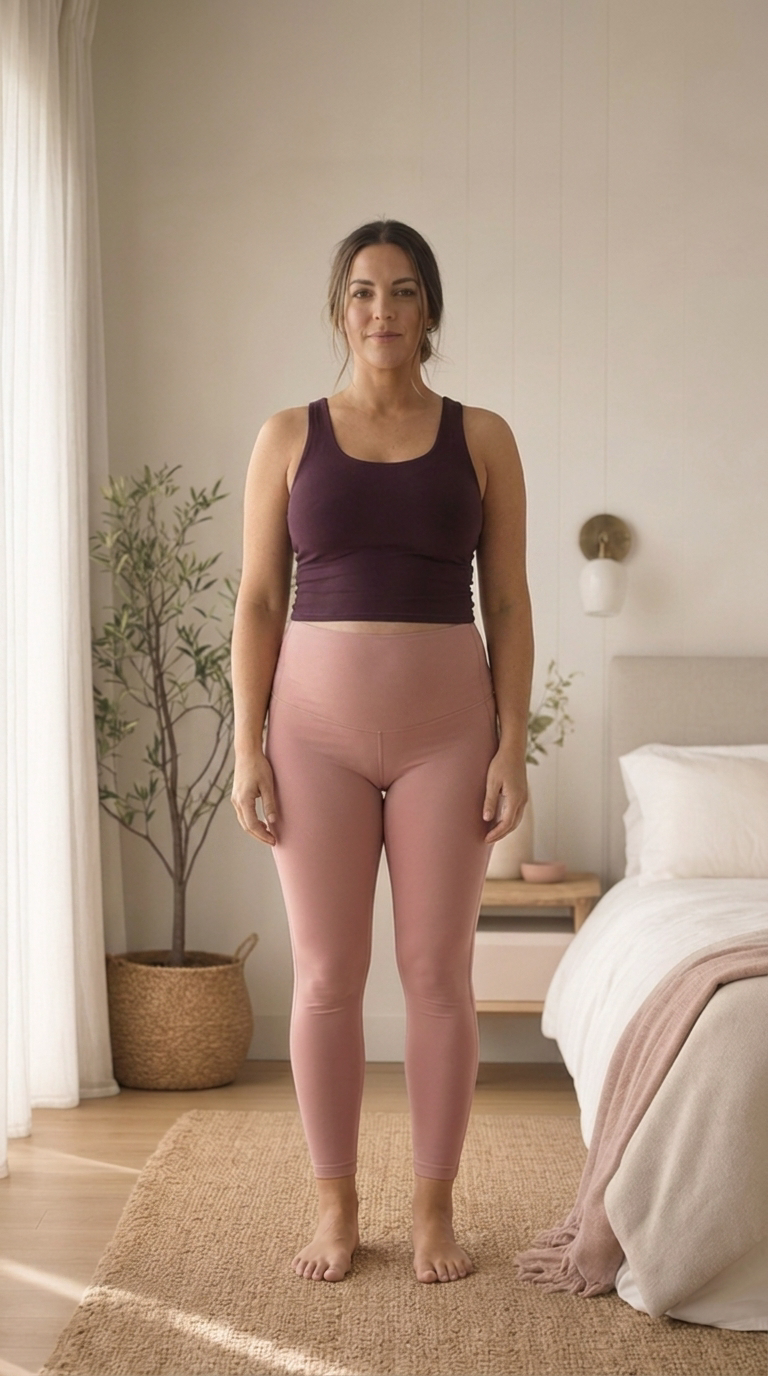 Mum at the start of her postpartum recovery timeline