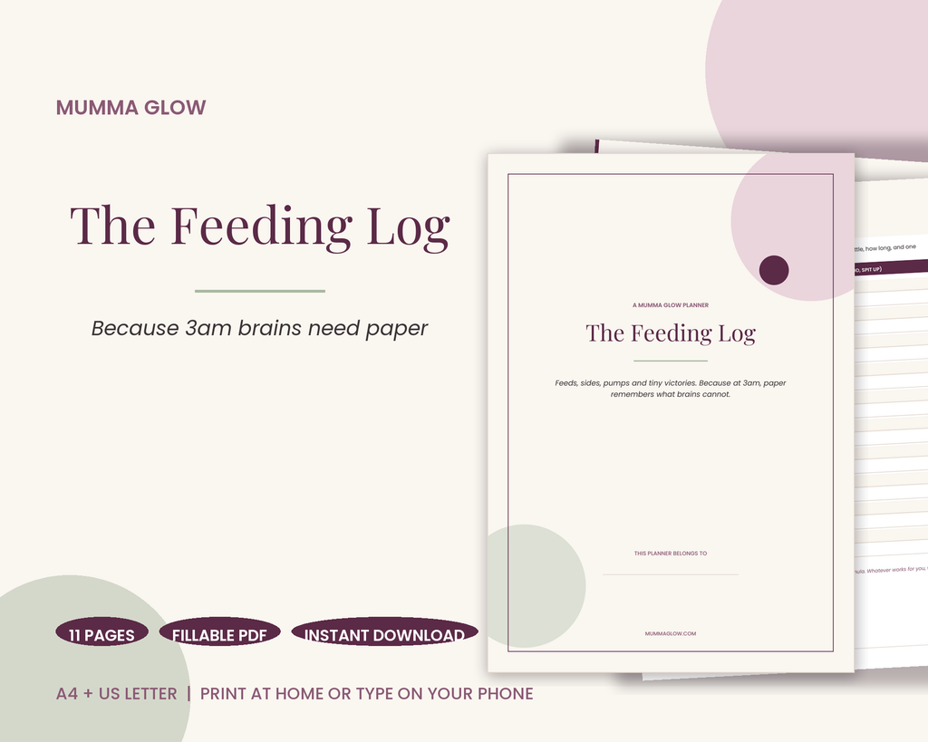 Mumma Glow Feeding Log fillable PDF