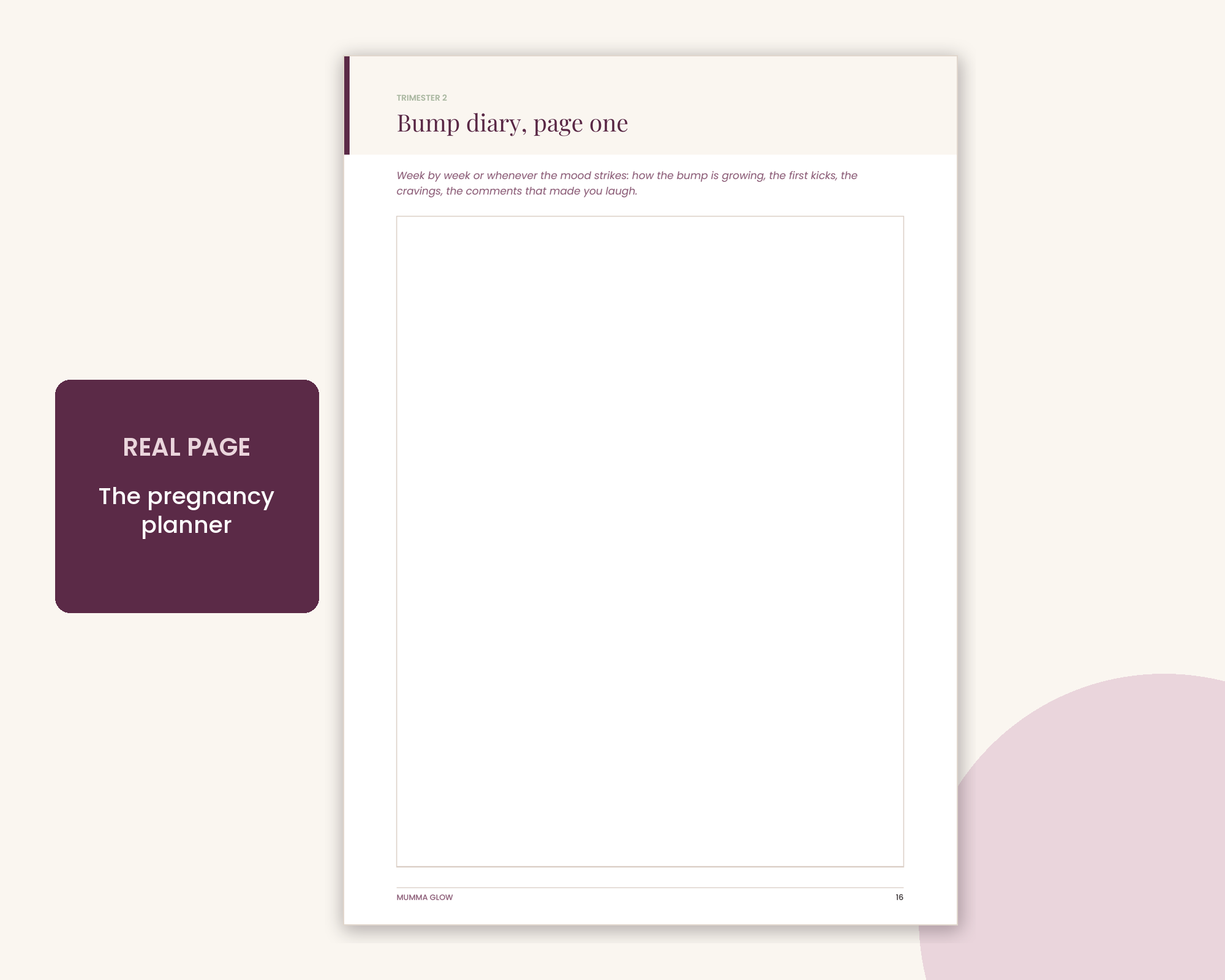 Pregnancy planner pages close up