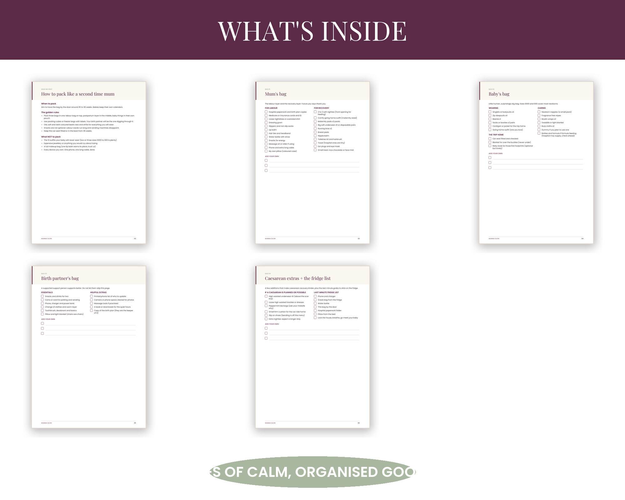 What's inside the hospital bag checklist