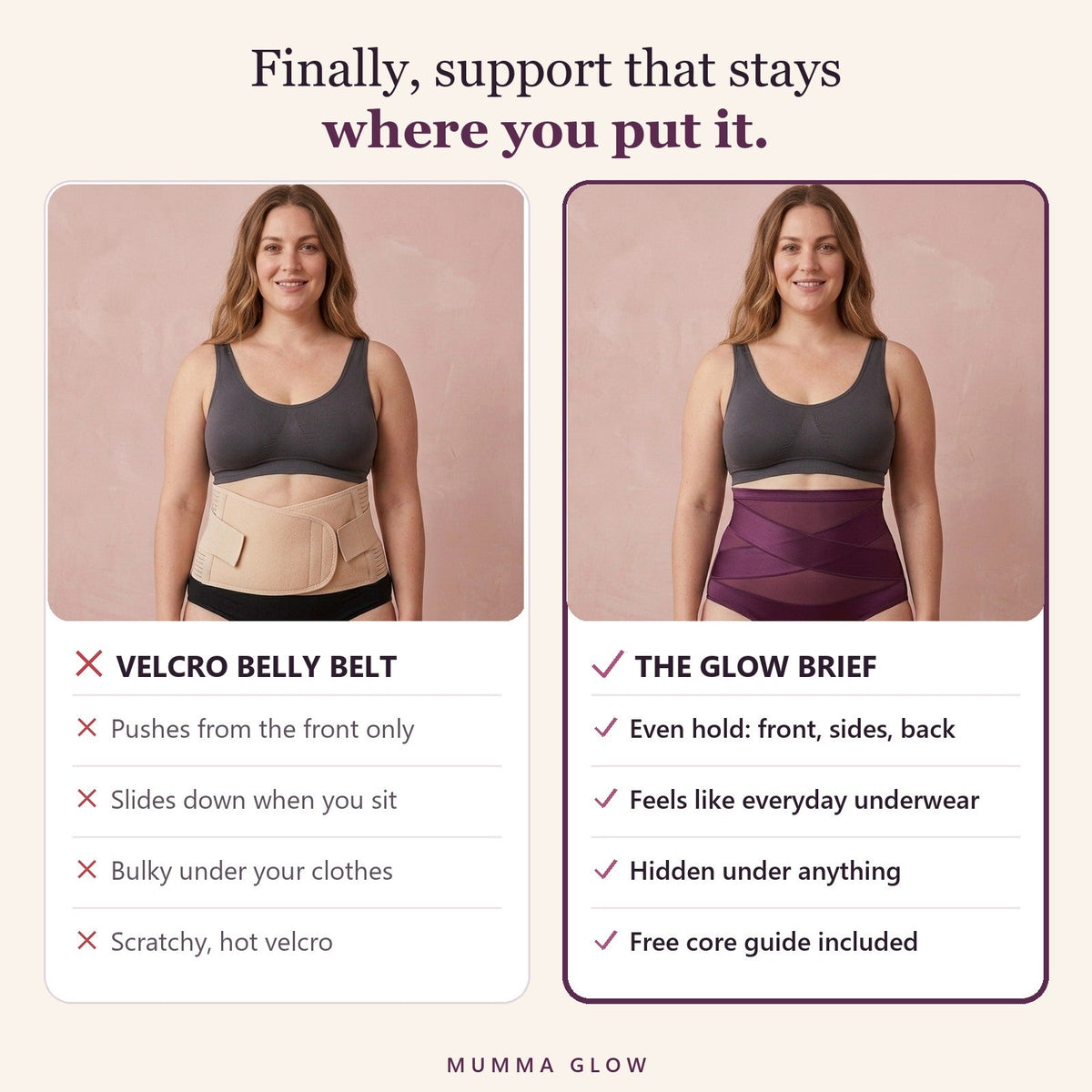 Velcro belly belt compared with The Glow Brief