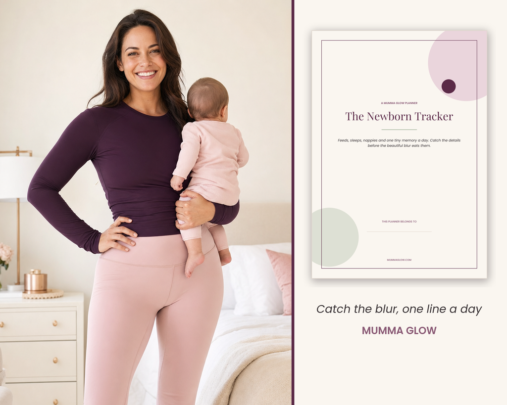 Mum holding baby with newborn tracker