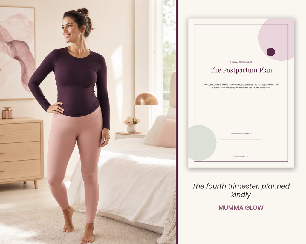 Mum with postpartum recovery planner