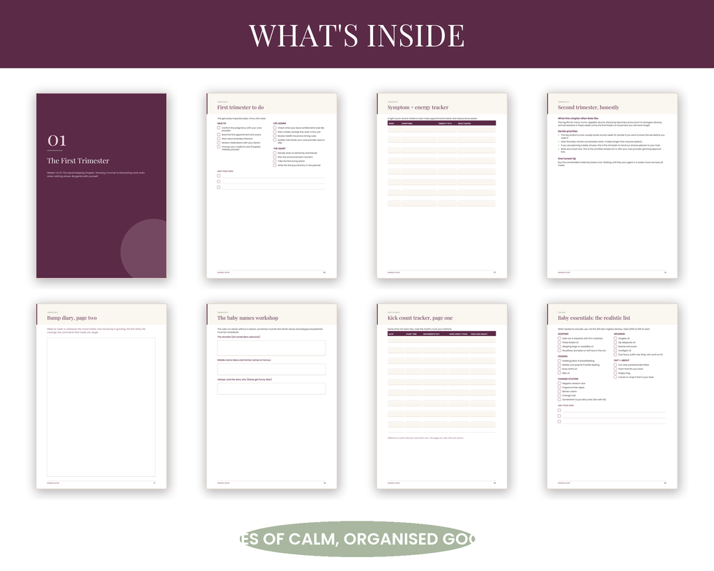 What's inside the pregnancy planner